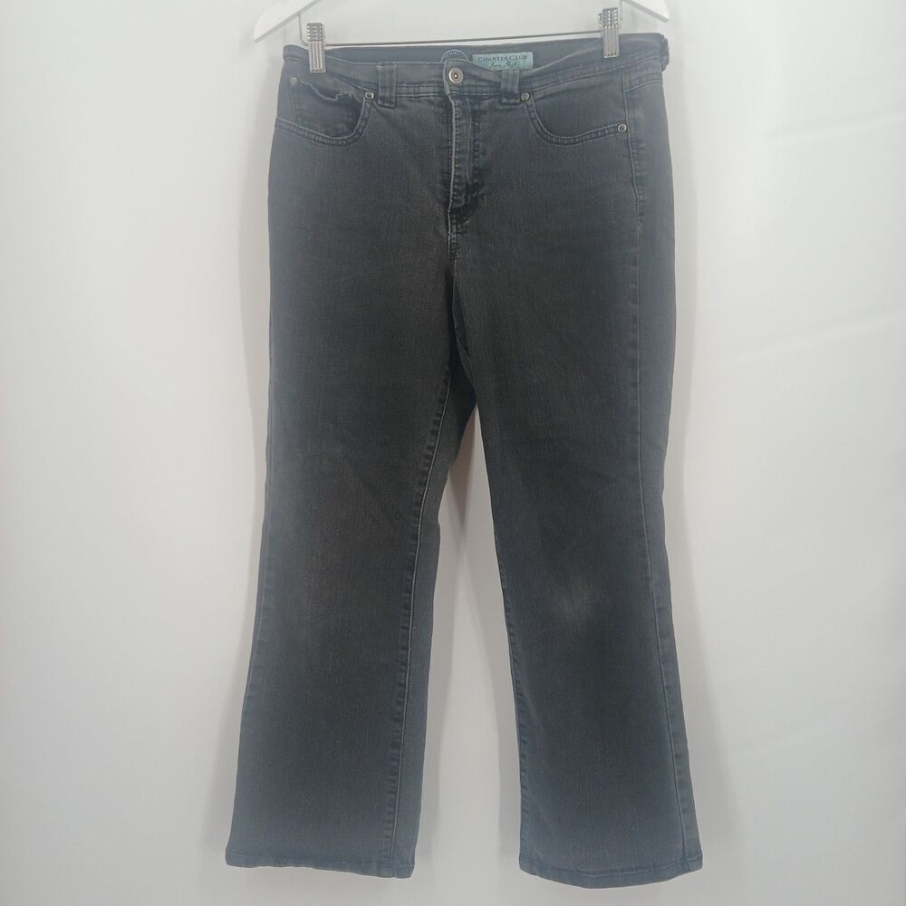 womens charter club jean shop size 10 short grey black boot cut jeans classic